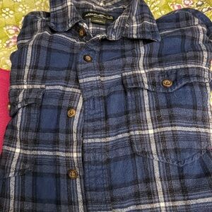 Eddie Bauer Navy and White Plaid Shirt